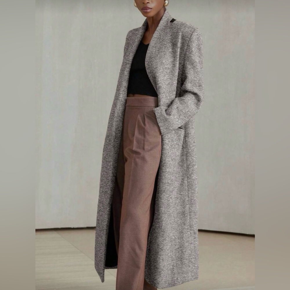 Elegant Gray Women's Long Coat
